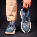 Woven Wingtip Lace-Up Leather Shoes for Men - View 6