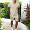 Zip-Up Polo and Shorts Set for Men - Khaki
