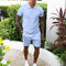 Zip-Up Polo and Shorts Set for Men - Sky blue