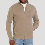 Zip-Up Stand Collar Sweatshirt for Men - Beige