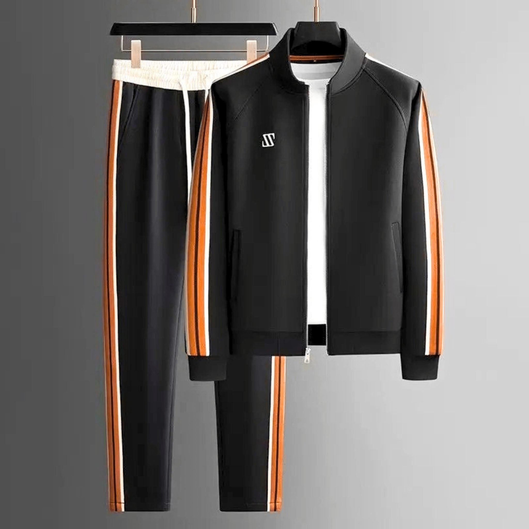 Zip-Up Tracksuit Set for Men - Onyx