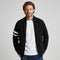Zip-Up Wool-Blend Sweater with Ribbed Collar for Men - Charcoal