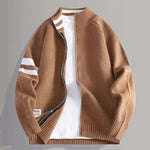 Zip-Up Wool-Blend Sweater with Ribbed Collar for Men - View 2