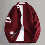 Zip-Up Wool-Blend Sweater with Ribbed Collar for Men - View 4