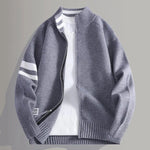 Zip-Up Wool-Blend Sweater with Ribbed Collar for Men - View 6