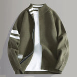 Zip-Up Wool-Blend Sweater with Ribbed Collar for Men - View 8